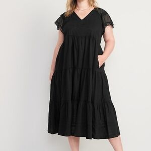 Old Navy Flutter-Sleeve Tie-Back Maxi Swing Dress for Women